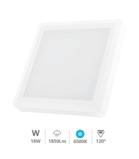PLAFON SUPERFICIE DOWNLIGHT LED CUADRADO BLANCO VASAN GSC 18W LUZ BLANCA 6500K 1850 LUMENE