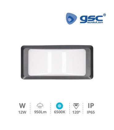 APLIQUE PARED LED GSC ANTHE GRIS 12W LUZ BLANCA 6500K 950 LUMENES - PROTECCION IP65