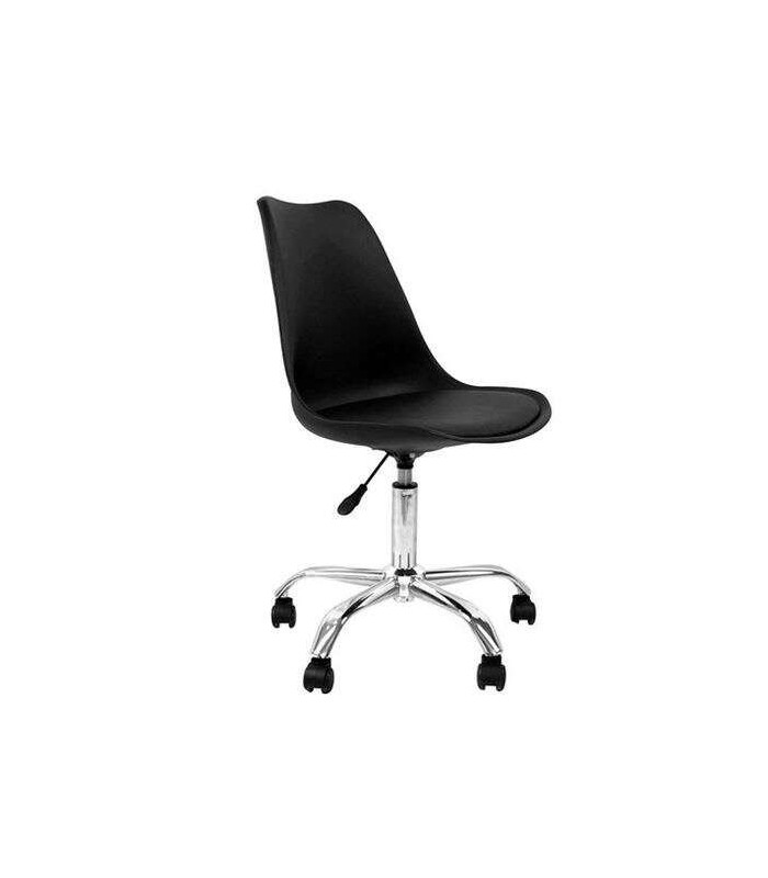 SILLA DE OFICINA MUVIP OF1600 NEGRA - ELEVACION A GAS - ASIENTO ACOLCHADO - BASE GIRATORIA