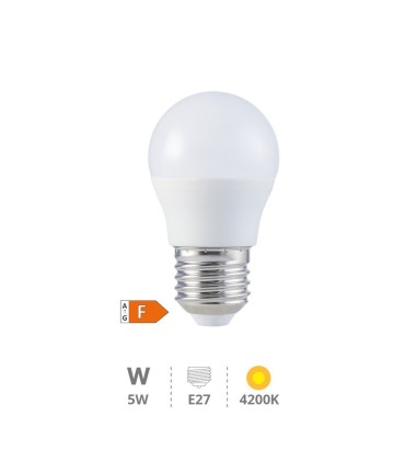 BOMBILLA LED GSC ESFERICA G45 E27 5W LUZ NEUTRA 4200K 470 LUMENES