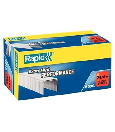GRAPAS RAPID 24-8+ GALVANIZADAS - CAJA DE 5000 GRAPAS - HASTA 50 HOJAS
