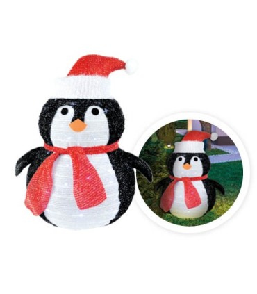 PINGÜINO PLEGABLE LED GSC 60cm - LUZ FRIA - 8 FUNCIONES - FUNCIONA A PILAS