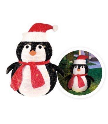 PINGÜINO PLEGABLE LED GSC 60cm - LUZ CALIDA - 8 FUNCIONES - FUNCIONA A PILAS
