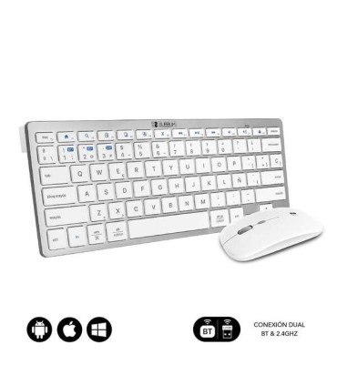 TECLADO Y RATON INALAMBRICOS COMPACTO SUBBLIM BLANCO - CONEXION DUAL - MULTIDISPOSITIVO