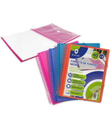 CARPETA 40 FUNDAS BISMARK ESPIRAL COLORES NEON SURTIDAS