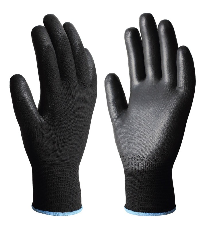PAR DE GUANTES POLIESTER Y POLIURETANO NEGRO - TALLA 10