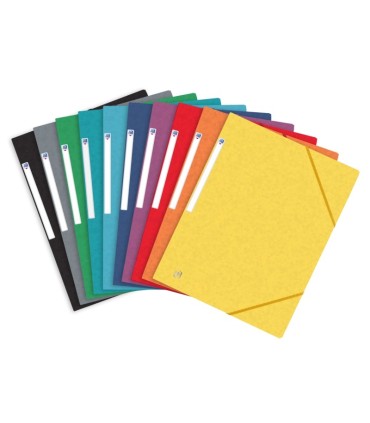 CARPETA CARTON GOMAS OXFORD COLORES VIVOS SURTIDOS - TAPA BLANDA - 3 SOLAPAS