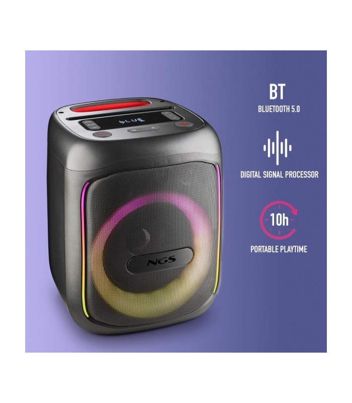 ALTAVOZ PORTATIL NGS WILDSWAG GO 80W NEGRO - 40W RMS - AUTONOMIA HASTA 10h - BLUETOOTH 5 0