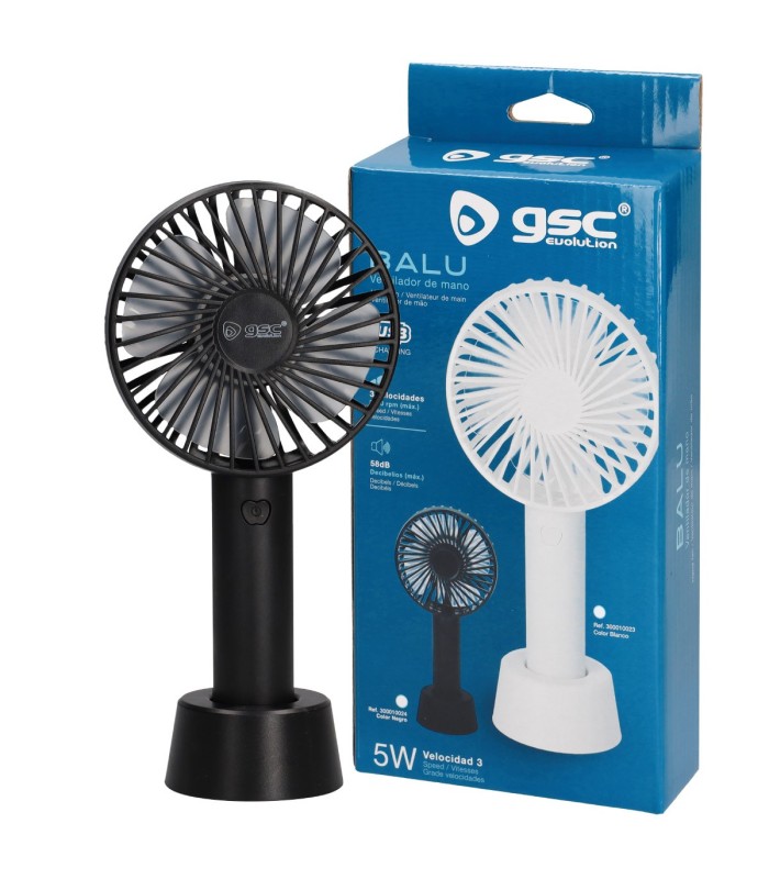 MINI VENTILADOR DE MANO BALU USB RECARGABLE NEGRO GSC EVOLUTION