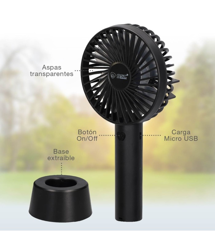 MINI VENTILADOR DE MANO BALU USB RECARGABLE NEGRO GSC EVOLUTION