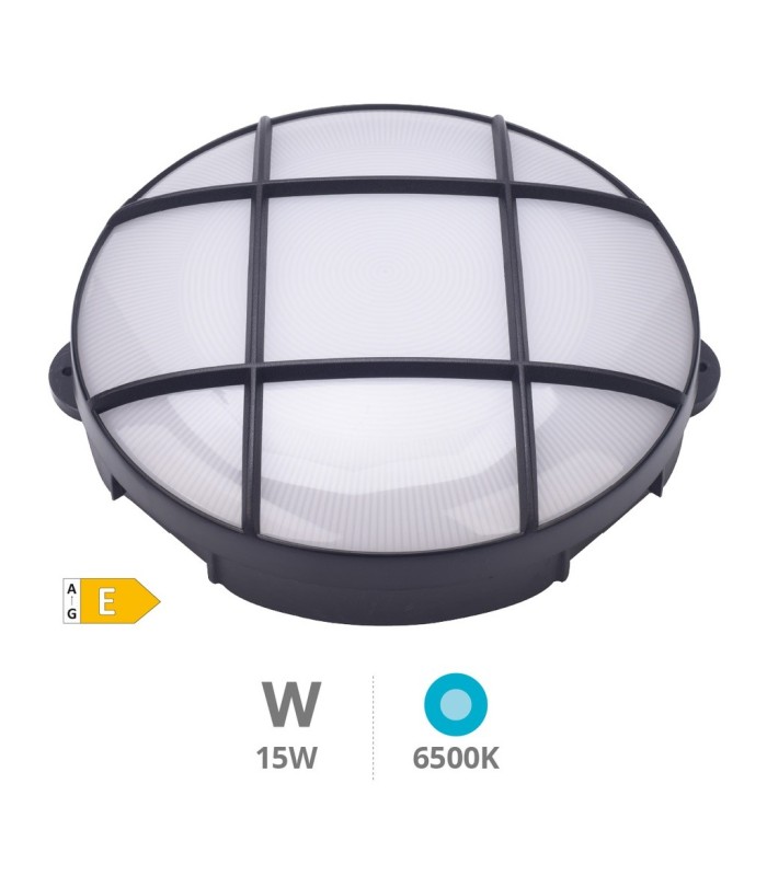 APLIQUE PARED LED REDONDO GSC OXALIS NEGRO 15W LUZ BLANCA 6500K 1860 LUMENES - IP65