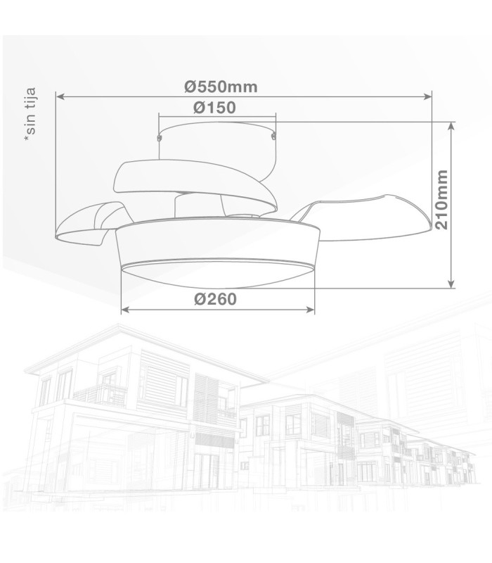 VENTILADOR TECHO NACALA GSC CON LUZ CCT REGULABLE Y MANDO Ø55 3 ASPAS RETRACTILES BLANCO