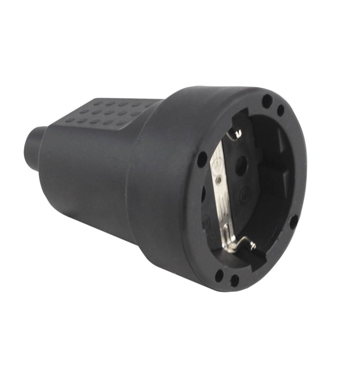 BASE AEREA NEGRA GSC - ENTRADA CABLE RECTA 4 8mm - 16A  250V - 50Hz