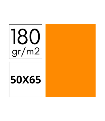 CARTULINA NARANJA 180 GRAMOS 50X65 CM FABRISA