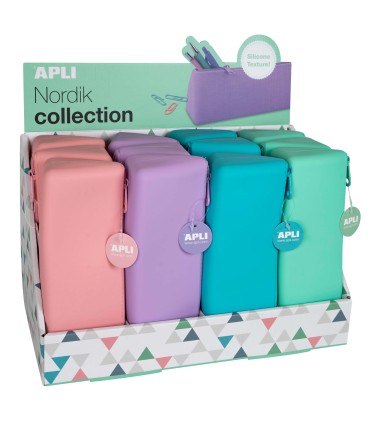 ESTUCHE SILICONA NORDIK TRIANGULAR COLORES PASTEL COLORES SURTIDOS