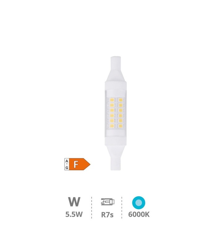 BOMBILLA LINEAL LED GSC R7S 78mm 5,5W LUZ BLANCA 6000K 620 LUMENES