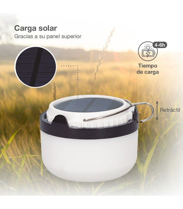LINTERA SOLAR LED CAMPING GSC 300 LUMENES - RECARGABLE - USB POWERBANK