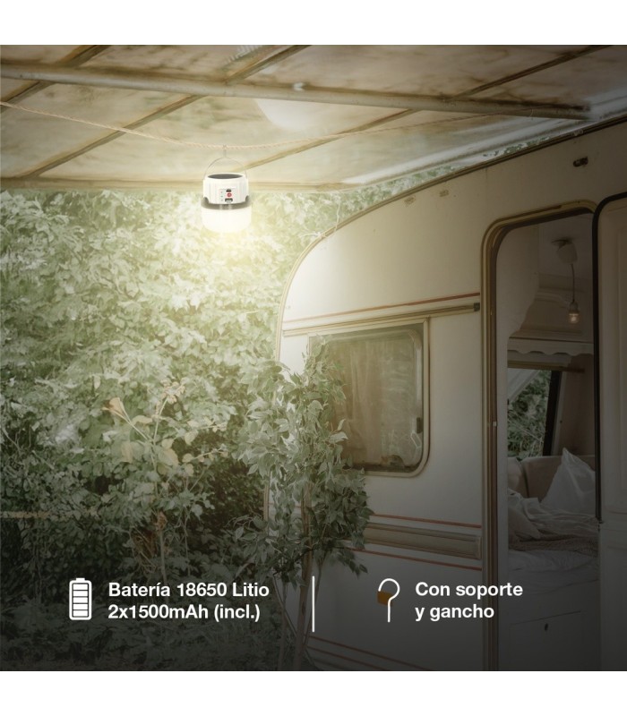 LINTERA SOLAR LED CAMPING GSC 300 LUMENES - RECARGABLE - USB POWERBANK
