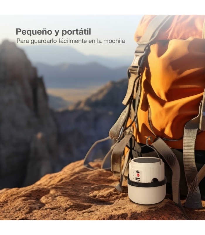 LINTERA SOLAR LED CAMPING GSC 300 LUMENES - RECARGABLE - USB POWERBANK