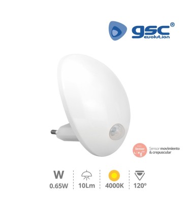 LUZ DE NOCHE GSC INDIRECTA CON SENSOR DE MOVIMIENTO Y CREPUSCULAR LUZ NEUTRA 4000K