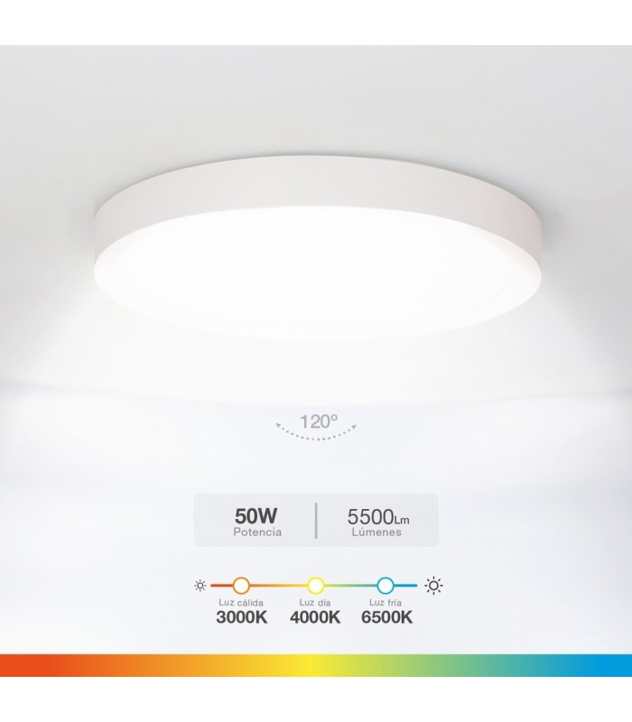 PLAFON TECHO LED CIRCULAR BELAIR GSC BLANCO 50W LUZ CCT 5500 LUMENES IP44