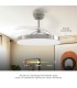 VENTILADOR DE TECHO TUNGATI NIQUEL GSC CON LUZ REGULABLE Y MANDO Ø107 3 ASPAS RETRACTILES