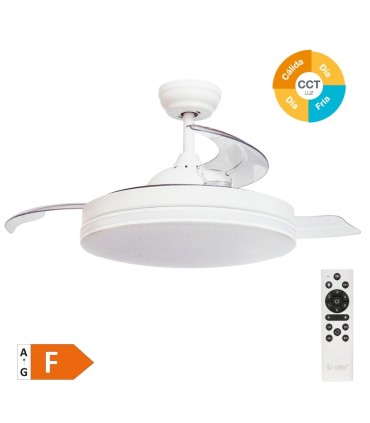 VENTILADOR DE TECHO OLIVERI BLANCO GSC CON LUZ REGULABLE Y MANDO Ø107 3 ASPAS RETRACTILES