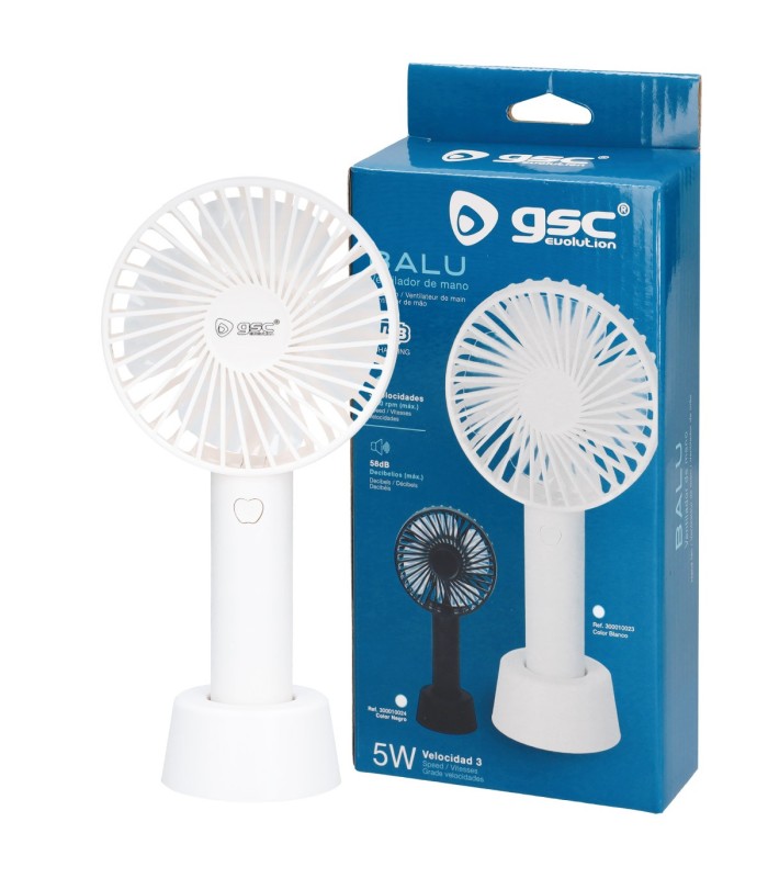 MINI VENTILADOR DE MANO BALU USB RECARGABLE BLANCO GSC EVOLUTION