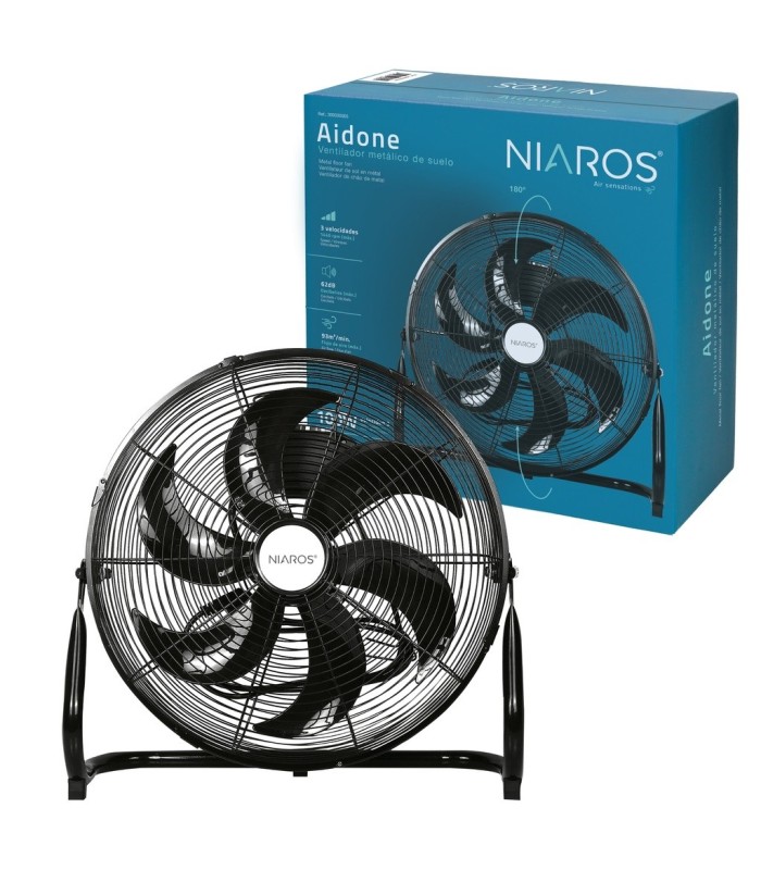 VENTILADOR METALICO DE SUELO AIDONE GSC Ø51cm 9W NEGRO
