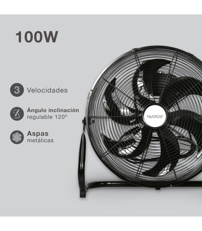 VENTILADOR METALICO DE SUELO AIDONE GSC Ø51cm 9W NEGRO
