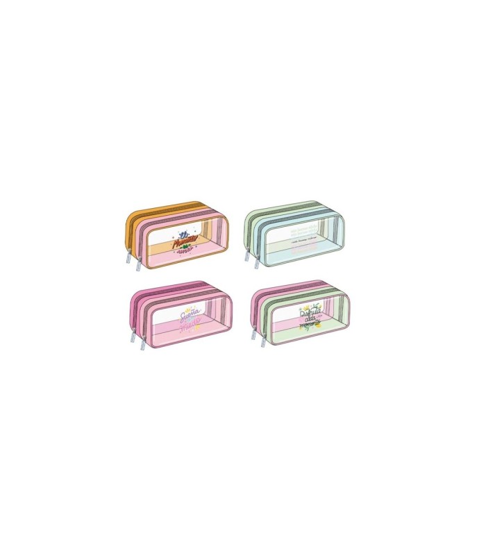 PORTATODO PVC DOBLE CREMALLERA FRASES LAGART COLORES SURTIDOS