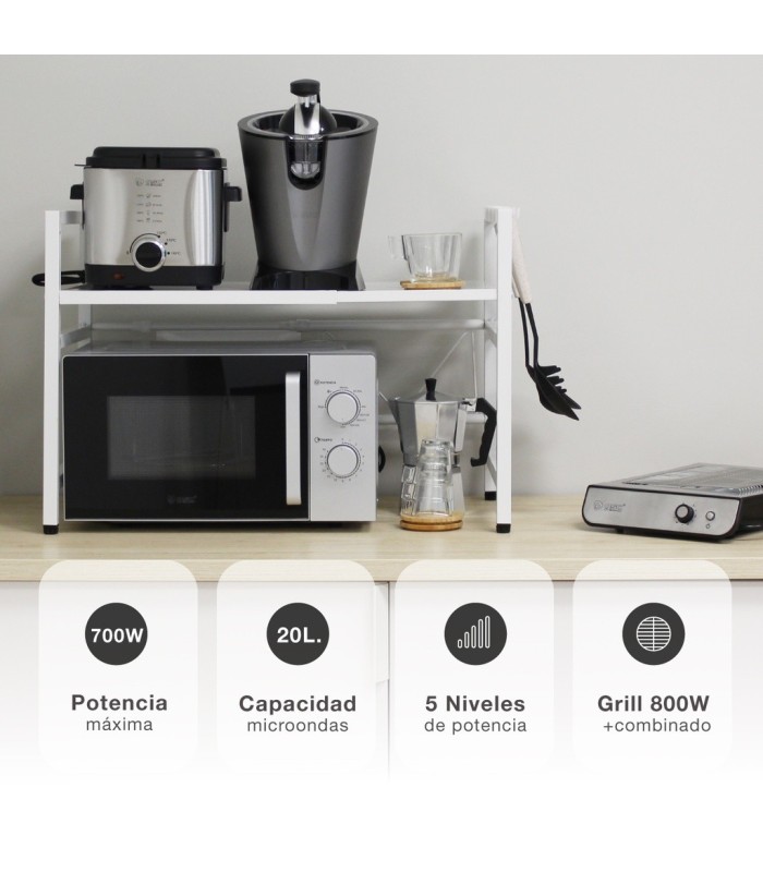MICROONDAS CON GRILL HELNES GSC 20 LITROS 700W
